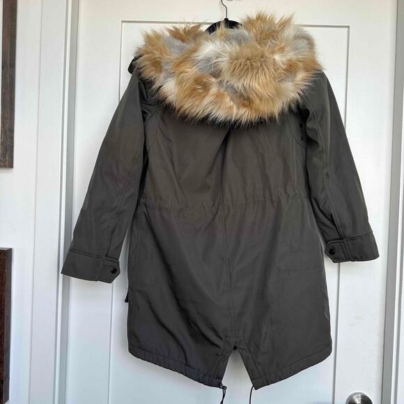 Urban Outfitters S13 NYC Military Moss Trapper Fur Hood Jacket Green Size Medium - Picture 9 of 11